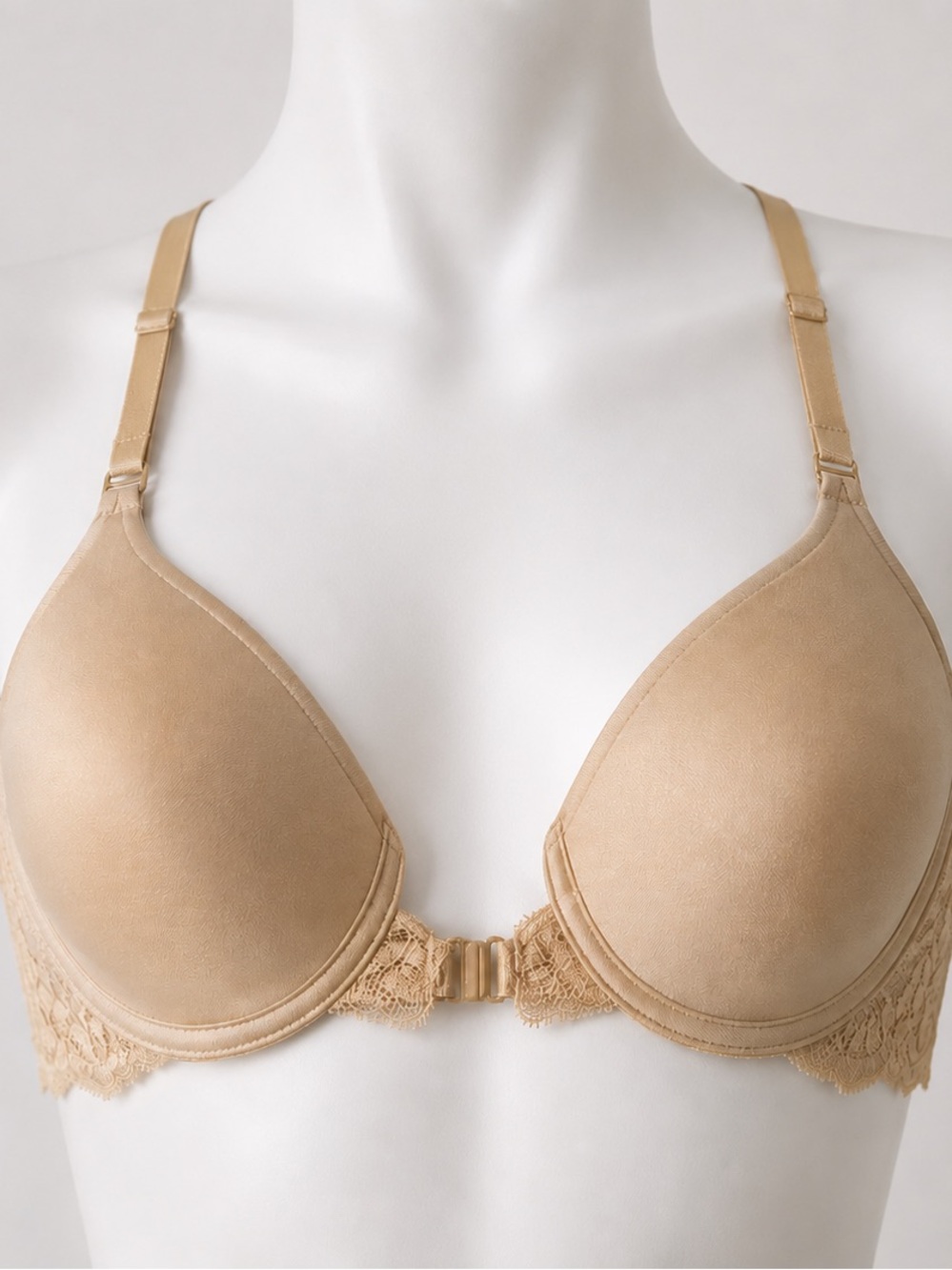 Maidenform Nude Lace Racerback Front Close Bra Size 34C